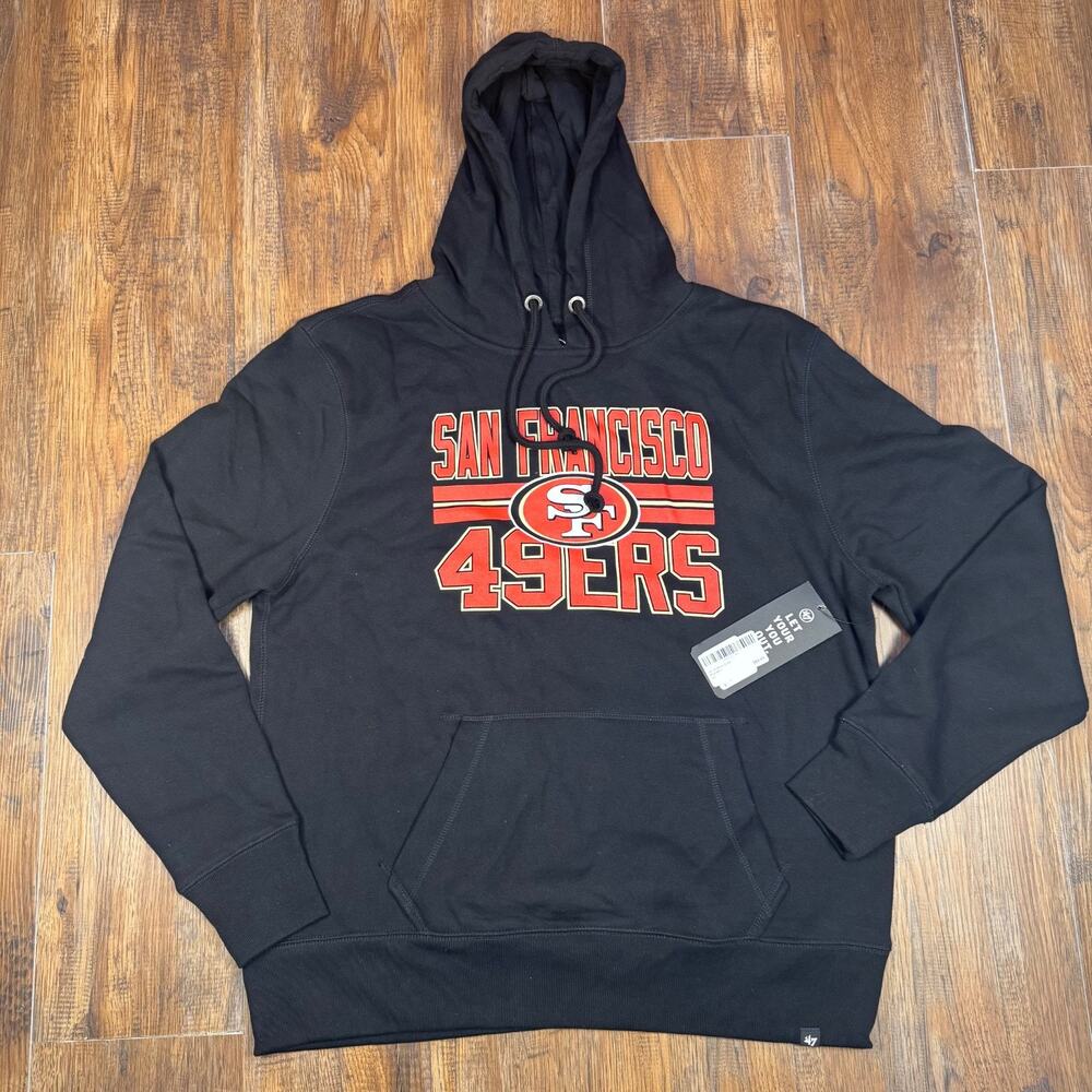 '47 Brand NFL San Francisco 49ers Block Stripe Headline Pullover Hoodie LARGE